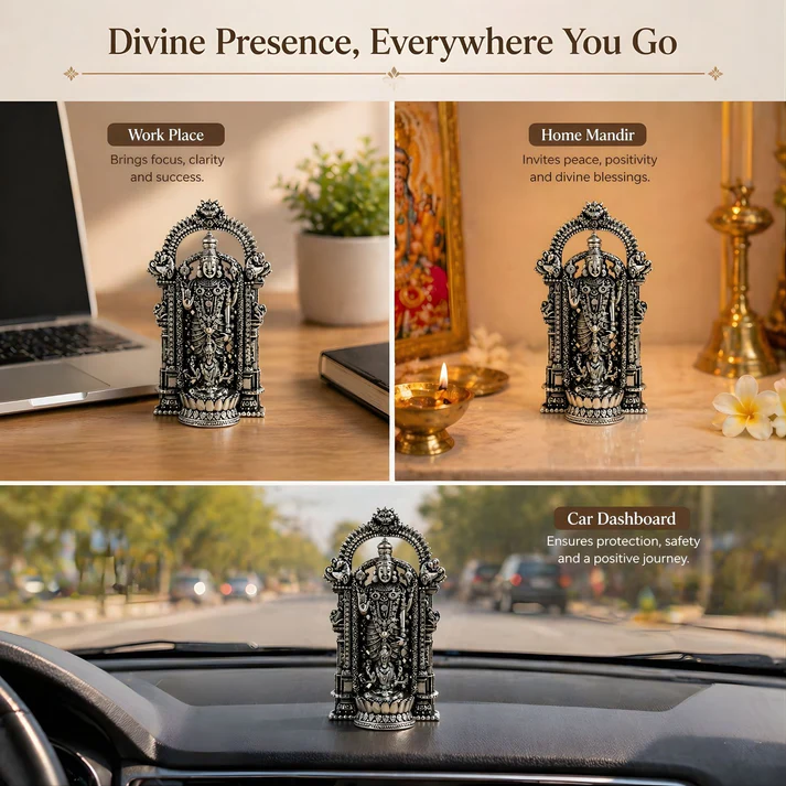 Silver Plated Shri Venkateswara & Mahalakshmi Idol